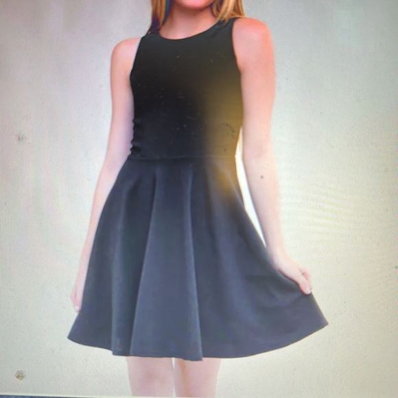 UDTFASHION textured racer back Dress. High neckline, stretchy & flare skirt SZ 8 - Picture 1 of 5